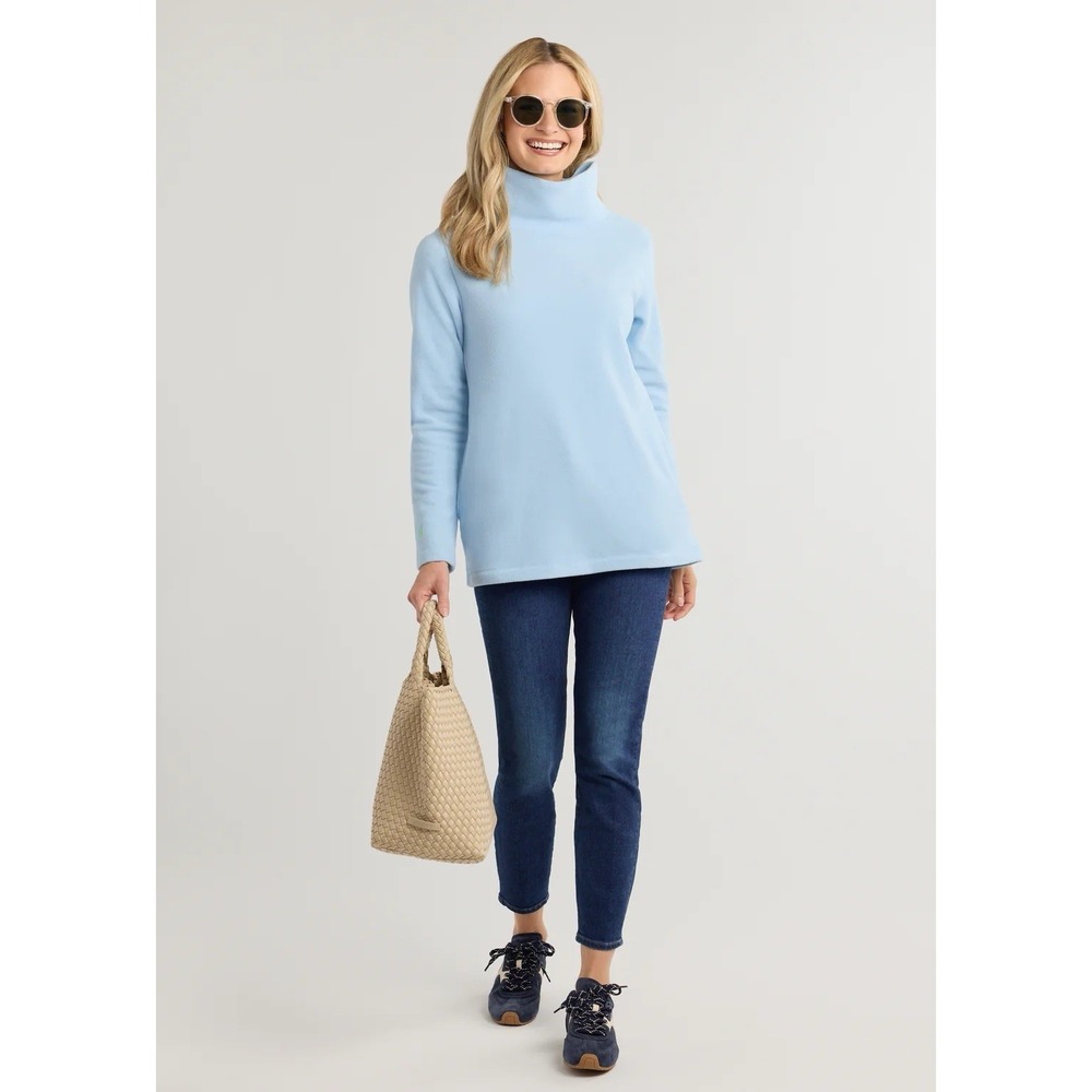Dudley Stephens Cobble Hill Terry Fleece Tunic Top Large Ice Blue Coastal Preppy